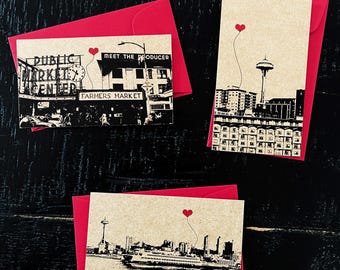 Seattle Washington gift tags set of 3 - Choose from Pike Place Market, Space Needle, Ferry Boat or Assorted