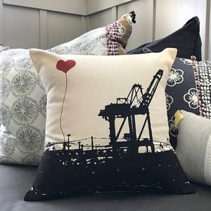 Oakland Shipping Crane Square Canvas Throw Pillow image 2