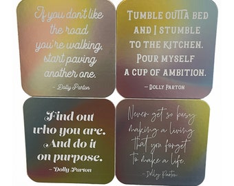 Dolly Quotes Reusable Paper Coaster Assorted Set of 8 Boss Babe Co-Worker Friend Gift Working