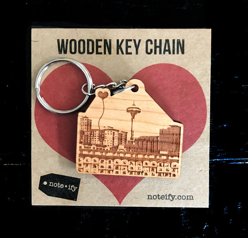 Seattle Space Needle Wooden Key Chain - Etsy