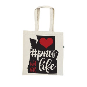 PNWLife Recycled Cotton Canvas Tote Bag Washington Oregon Pacific Northwest West Coast