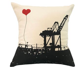 Oakland Shipping Crane Square Canvas Throw Pillow