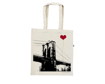 New York Brooklyn Bridge Recycled Cotton Canvas Tote Bag, Wedding Welcome Bag, Bachelorette, Market, Grocery, Reusable, Favor, Eco Friendly