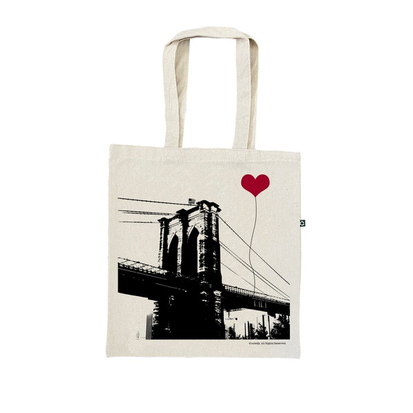 New York Brooklyn Bridge Recycled Cotton Canvas Tote Bag, Wedding Welcome Bag, Bachelorette, Market, Grocery, Reusable, Favor, Eco Friendly