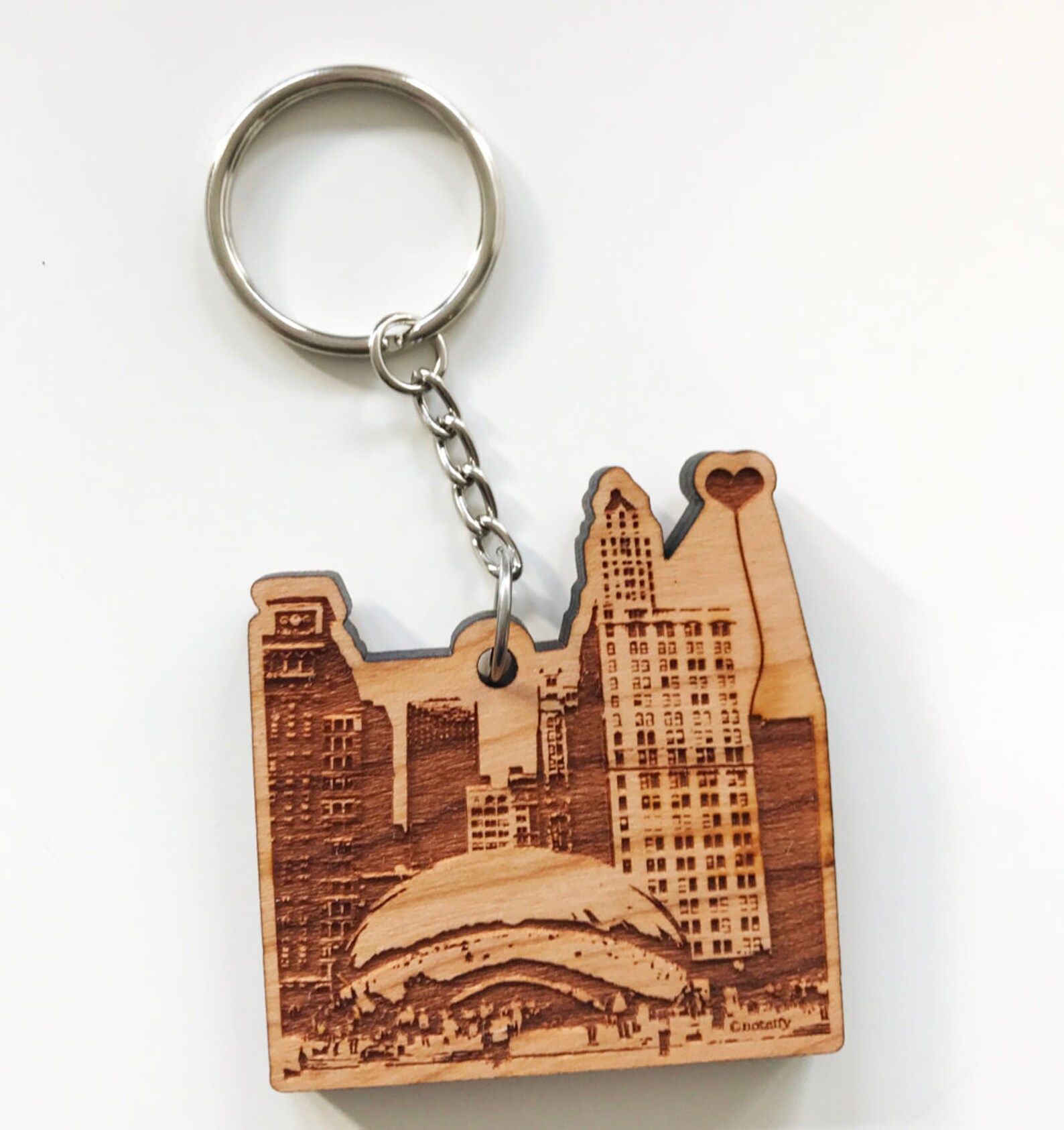 Chicago 'the Bean' Wooden Key Chain Etsy