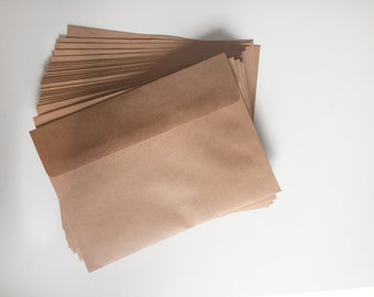 Kraft Envelopes, set of 25 size 5.25x7.25 or A7 Grocery Brown Bag Recycled Free Shipping