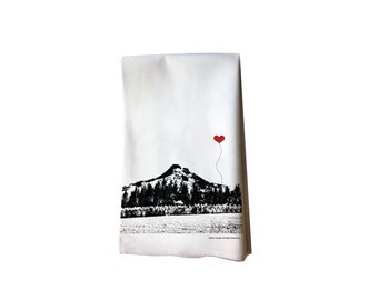 Mt. Hood Oregon tea towel housewarming hostess gift kitchen dishcloth decor