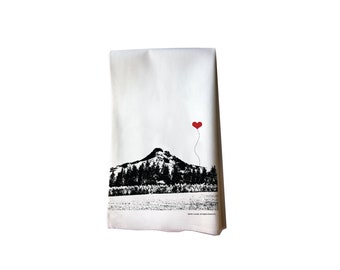 Mt. Hood Oregon tea towel housewarming hostess gift kitchen dishcloth decor