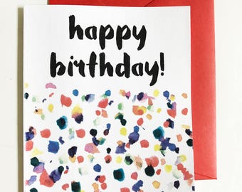 Happy Birthday Confetti Watercolor single note card