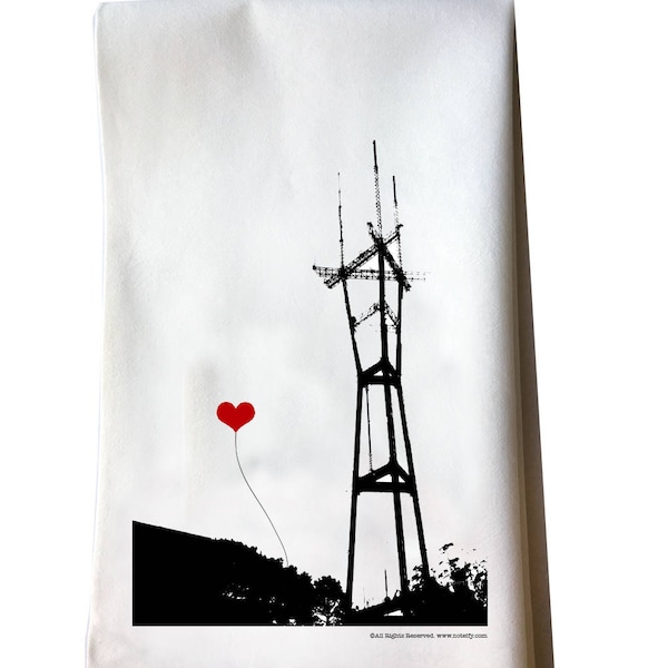 SALE - Misprint San Francisco Sutro Tower Cotton Floursack Tea Towel