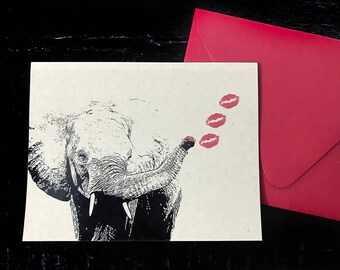 Elephant Kiss note card