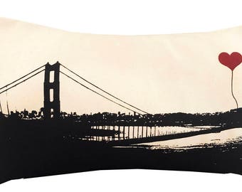 SALE! San Francisco Golden Gate Bridge Rectangular Canvas Throw Pillow - stitching loose