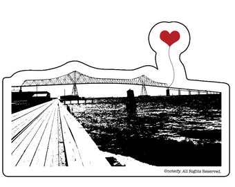 Oregon Coast Astoria-Megler Bridge vinyl glossy die cut sticker