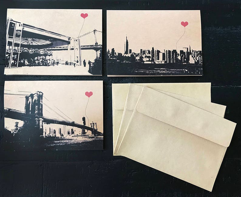 NYC Lover's Brooklyn set of 3 blank note cards image 1