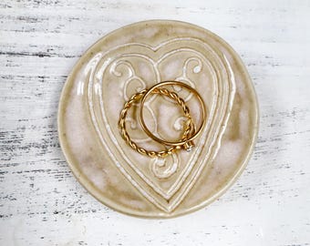 Tiny Ceramic Trinket Dish - Handmade Jewelry Holder -Pottery Tea Bag Holder