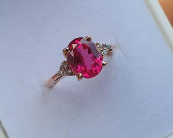 925 Sterling Silver Lab Created Ruby Ring July Birthstone Engagement Gifts Ring
