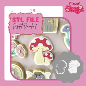 Foremka do ciastek Fairy Toadstools i prasa do fondantu / plik STL do wytłaczania
