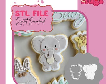 Olifant koekjesvorm en fondantpers / debosser STL-bestand