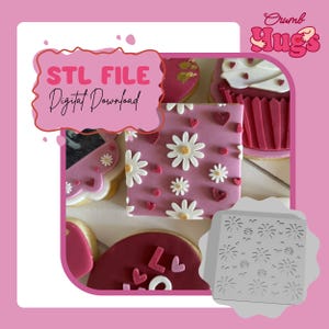 Daisy & Heart Pattern Fondant Stamp / Cookie Stamp STL File