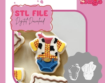 Cowboy-onesie koekjesvormer en fondantpers/debosser STL-bestand