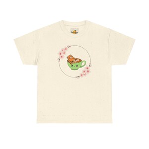 Red Panda Cafe Latte T-Shirt, Cute Animal Graphic Tee, Unisex Cotton Top, Anime Lover Gift, Relaxing Animal Shirt