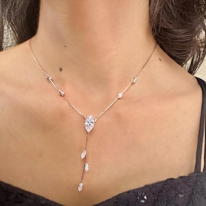 Lariat Necklace, Y Necklace, Dainty Necklace, Diamond Necklace, Minimalist Necklace, Minimalist Jewelry, Long Necklace, gift for her