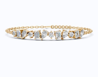 Bracciale tennis fatto a mano, bracciale tennis in oro, bracciale tennis con zirconi cubici, bracciale delicato, bracciale con diamanti, regalo per lei, bracciale