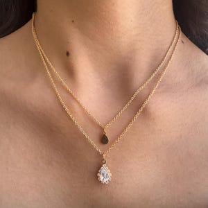 Diamond Pear Necklace, Solitaire Pear Pendant, Teardrop Necklace, Pear Cut Diamond Necklace, Unique Diamond Necklace, Gift for her Charms