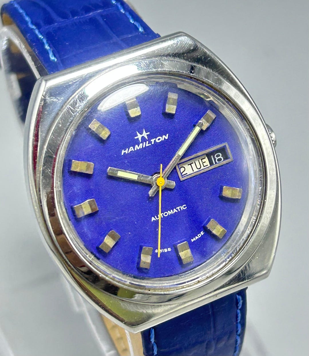 Rare Vintage Hamilton Blue Dial Automatic 25 Jewels Day-date Swiss Made ...