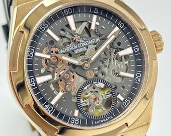 Refurbished VACHERON CONSTANTIN GENEVE Black Dial Automatic Movement Men's Luxury Wrist Watch With Rubber Band