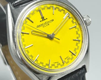 Rare Vintage Jeager-LeCoultre Club 17 Jewels Yellow Dial Swiss Manual Winding Movement Men's Wrist Watch