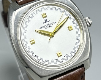 Rare Vintage Jeager-LeCoultre Club 17 Jewels White Dial Swiss Manual Winding Movement Men's Wrist Watch