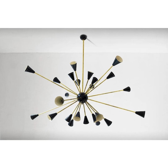 ミッドセンチュリー 24アームライト 真鍮製シーリングシャンデリア