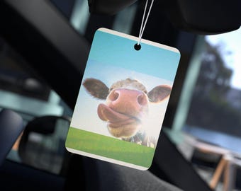 Deodorante per auto a forma di mucca divertente: etichetta profumata per decorazioni in stile fattoria
