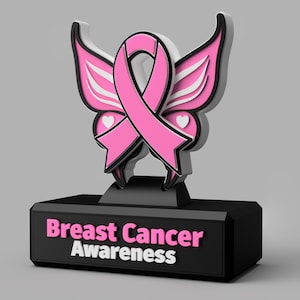 Engraved Breast Cancer Awareness Statue | Survivor Gift, 3D-Printed Decor