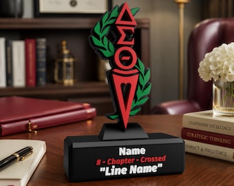 Delta Sigma Theta 3D Statue: Personalized Crimson & Creme Desk Decor