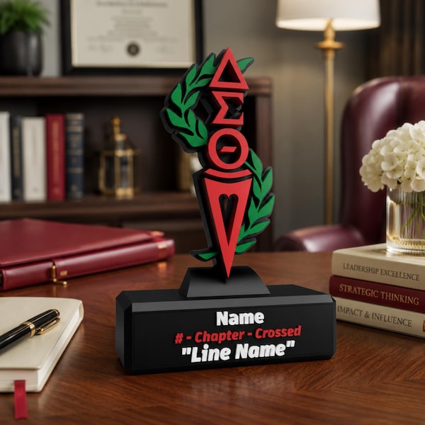 Delta Sigma Theta 3D Statue: Personalized Crimson & Creme Desk Decor