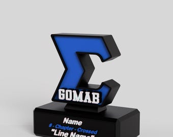 Statuette Phi Beta Sigma imprimée en 3D – Plaque signalétique personnalisée | Décoration bleu roi et blanc