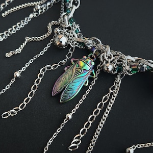 Elven necklace &quot;Cicada&quot;, elven cosplay, green necklace, fairy green necklace, fairycore, goblincore necklace