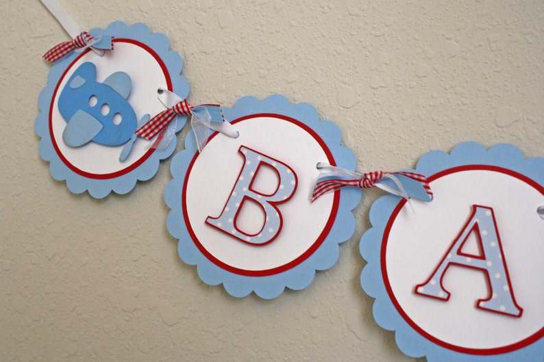 Airplane party banner baby shower or nursery banner