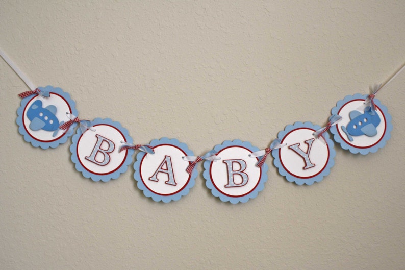 Airplane party banner baby shower or nursery banner