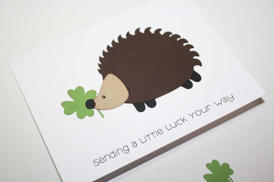 Hedgehog card Good Luck Card Best wishes or St. Etsy