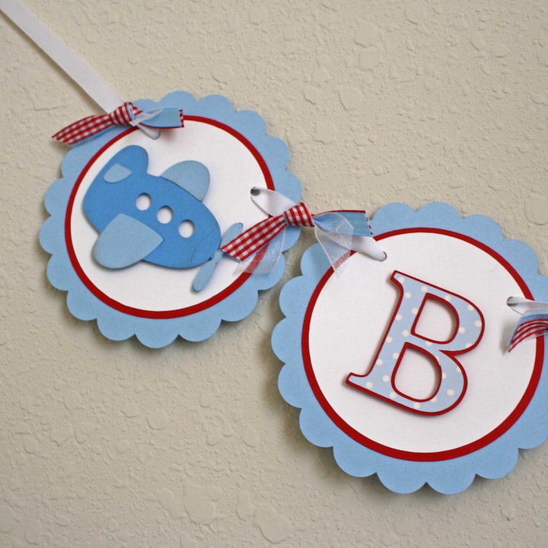 Airplane party banner baby shower or nursery banner