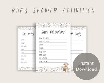 Actividades para baby shower con temática de granja - Paquete de 3