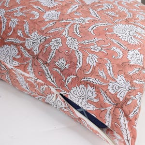 STUNAL | Designer Floral Natural cotton Pillow Cover, Block Print Pillow, Modern Farmhouse Pillow, brown Pillow Cover, Floral Pillow Cover