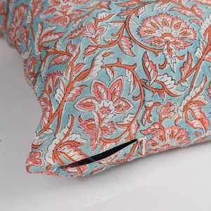 Indian Stunning Floral Block Print Pillow Cover, Handcrafted Pure cotton fabric– Perfect for Home Décor, Decorative Cushion Covers, Gift