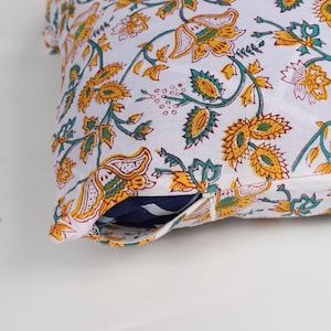 Indian Stunning Floral Block Print Pillow Cover, Handcrafted Pure cotton fabric– Perfect for Home Décor, Decorative Cushion Covers, Gift