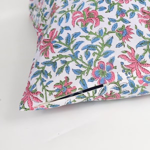 Indian Stunning Floral Block Print Pillow Cover, Handcrafted Pure cotton fabric– Perfect for Home Décor, Decorative Cushion Covers, Gift