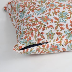 Indian Stunning Floral Block Print Pillow Cover, Handcrafted Pure cotton fabric– Perfect for Home Décor, Decorative Cushion Covers, Gift