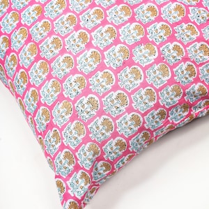 Indian Stunning Floral Block Print Pillow Cover, Handcrafted Pure cotton fabric– Perfect for Home Décor, Decorative Cushion Covers, Gift